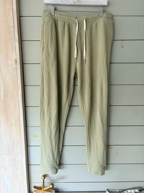 Onia Men’s Medium Waffle Knit Jogger Pants Sage Green Drawstring